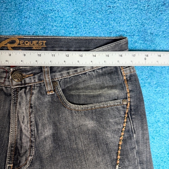 Vintage Y2K Request Jeans Men’s 32x34 Straight Leg Dark Wash Denim Stitched 2000 - Picture 4 of 16